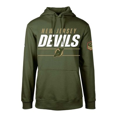 Men's Levelwear Olive New Jersey Devils Podium Fleece Pullover Hoodie