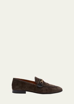 Men's Liam Velvet Chain-Bit Loafers