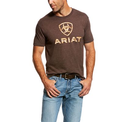Men's Liberty USA T-Shirt in Brown Heather Cotton, Size: Small by Ariat