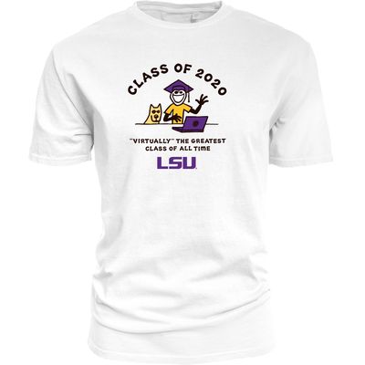 Men's Life is Good White LSU Tigers Virtually 2020 Grad T-Shirt