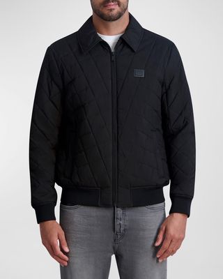 Men's Lightweight Quilted Jacket with Logo Plaque