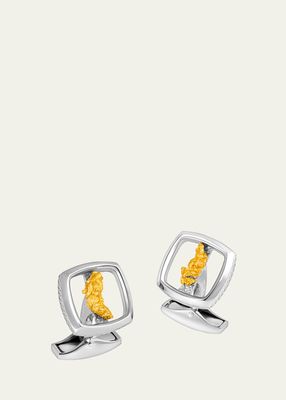 Men's Limited Edition Gold Nugget Cufflinks in Silver