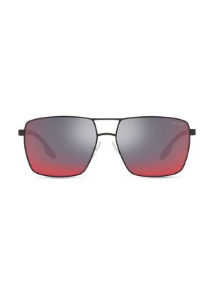 Men's Linea Rossa 50WS Mirrored Sunglasses - Black Rubber - Black Rubber