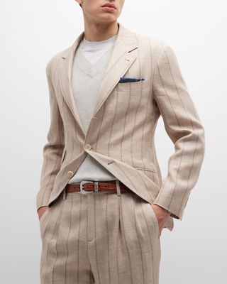 Men's Linen-Blend Stripe Sport Coat