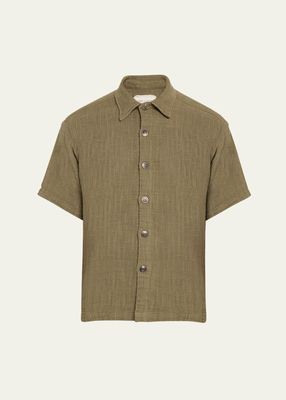 Men's Linen Button-Down Shirt