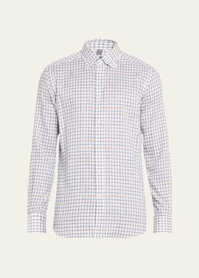 Men's Linen Check-Print Sport Shirt