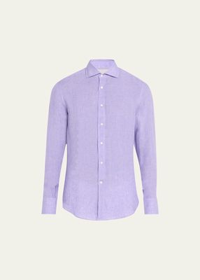 Men's Linen-Cotton Casual Button-Down Shirt