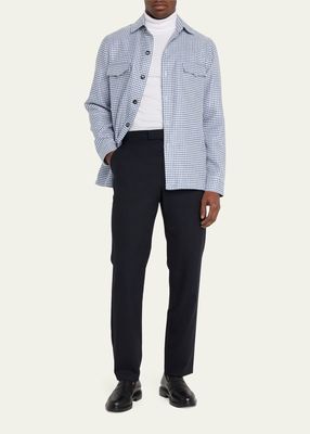 Men's Linen-Cotton Houndstooth Shirt Jacket