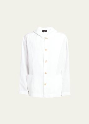 Men's Linen Hooded Shirt Jacket