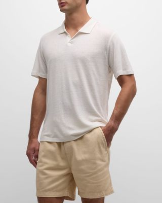 Men's Linen Johnny Collar Polo Shirt