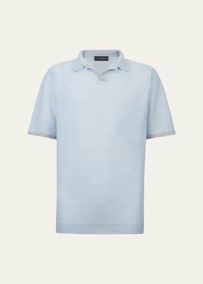 Men's Linen Knit Polo Shirt