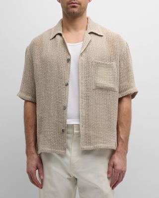 Men's Linen Open Weave Overshirt