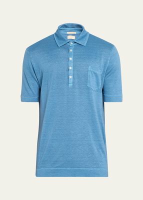 Men's Linen Pique Jersey Polo Shirt