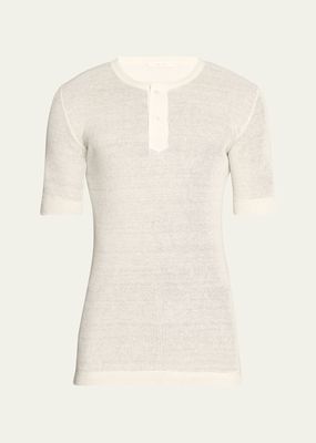 Men's Linen-Silk Henley Shirt