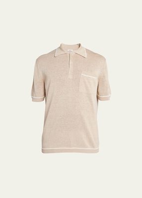 Men's Linen-Silk Jersey Polo Shirt