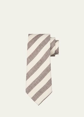 Men's Linen-Silk Stripe Jacquard Tie