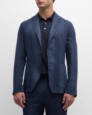Men's Linen Single-Breasted Shirt Jacket