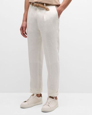 Men's Linen Single-Pleat Pants