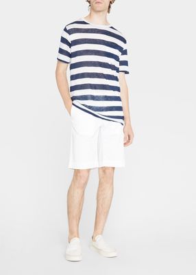 Men's Linen Stripe Pocket T-Shirt