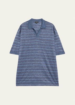 Men's Linen Stripe Polo Shirt