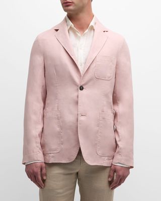 Men's Linen Two-Button Blazer