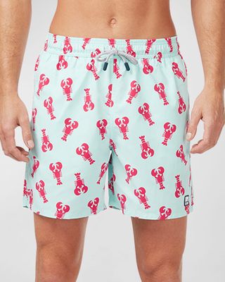 Men's Lobster-Print Swim Shorts