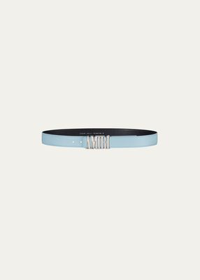 Men's Logo Buckle Leather Belt
