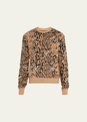 Men's Logo Cheetah-Print Sweater