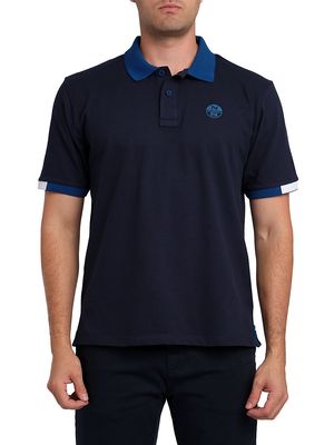 Men's Logo Collar Polo Shirt - Navy - Size Small