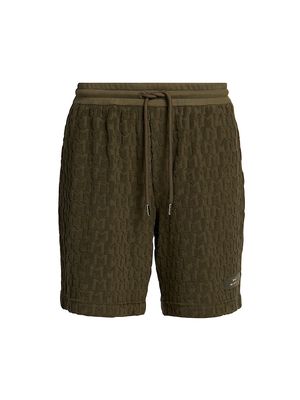 Men's Logo Cotton Drawstring Shorts - Dark Olive Green - Size XL