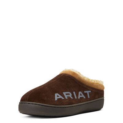 Men's Logo Hooded Back Slipper Casual Shoes in Chocolate, Size: 9 D / Medium by Ariat
