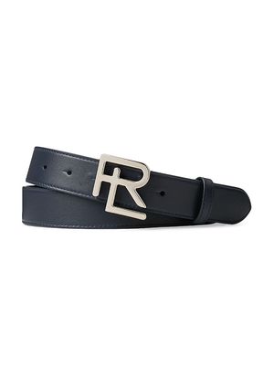 Men's Logo Leather Belt - Marine Navy - Size 34