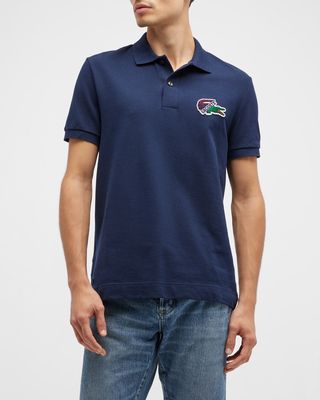 Men's Logo-Patch Pique Polo Shirt