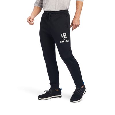 Men's Logo Tek Fleece Jogger Sweatpants in Black, Size: Small Regular by Ariat