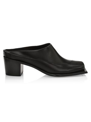 Men's Lonel Square-Toe Leather Mules - Black - Size 6 - Black - Size 6