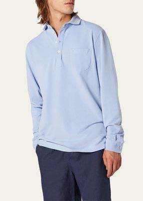 Men's Long-Sleeve Cotton Polo Shirt