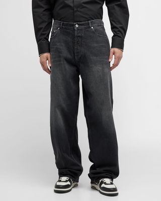 Men's Loose-Fit Washed Denim Jeans