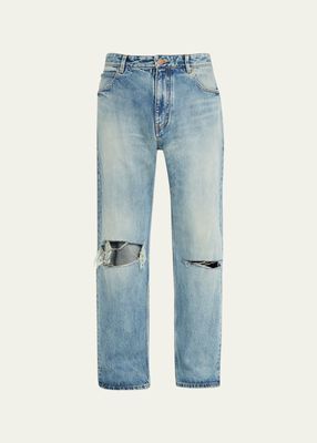 Men's Loose Knee-Rip Jeans