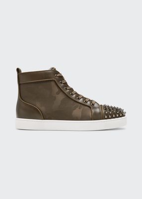 Men's Lou Spikes Camouflage Nylon High-Top Sneakers