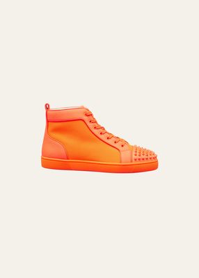 Men's Lou Spikes Tonal Leather and Textile High-Top Sneakers