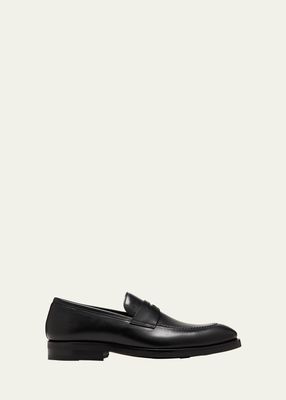 Men's Lucien Rubber-Sole Leather Penny Loafers