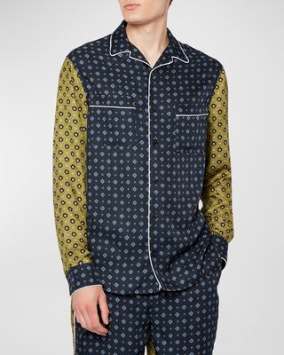 Men's Lucius Colorblock Medallion Pajama Shirt