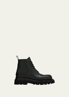 Men's Lug-Sole Leather Lace-Up Ankle Boots