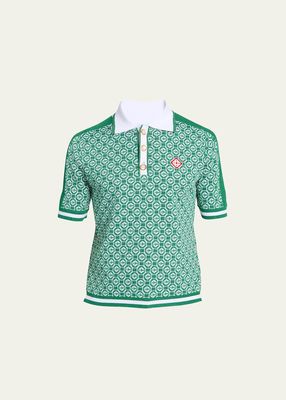 Men's Lurex Monogram Jacquard Polo Shirt