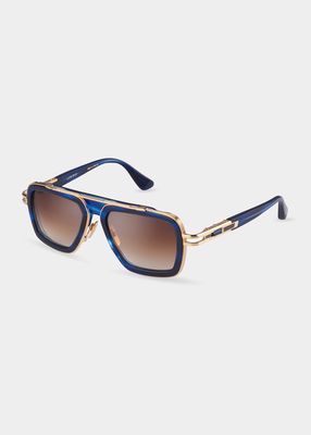 Men's LXN EVO Metal-Acetate Rectangle Sunglasses
