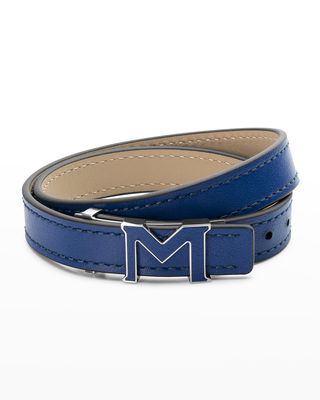 Men's M Gram Leather Bracelet - Blue