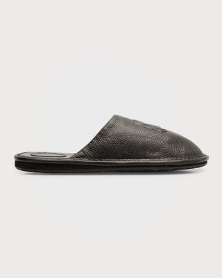 Men's MA-Logo Leather Slippers
