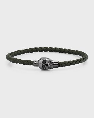 Men's Magnetic Skull Leather Bracelet