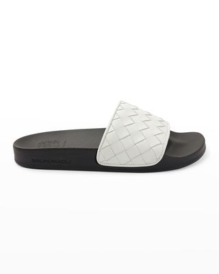 Men's Magnus Woven Leather Pool Slide Sandals