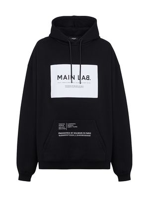 Men's Main Lab Jersey Hoodie - Black White - Size Medium